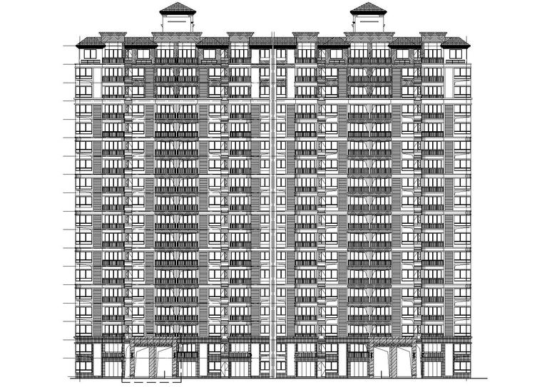 [广东]18层剪力墙结构住宅楼建筑结构施工图-住宅楼建筑立面图