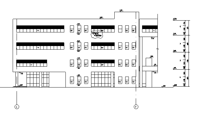 [天津]高层框架剪力墙结构服务办公中心（17年最新全专业图纸）-高层框架剪力墙结构服务办公中心建筑立面图