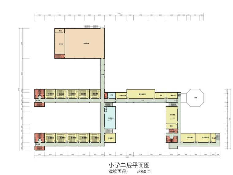 [上海]新凯家园三期A地块配套小学建筑方案文本（PDF+39页）-小学二层平面图
