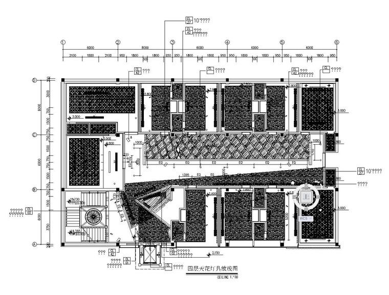 八套不同风格休闲酒吧内部装修全套CAD施工图-1+1四层天花图-Model