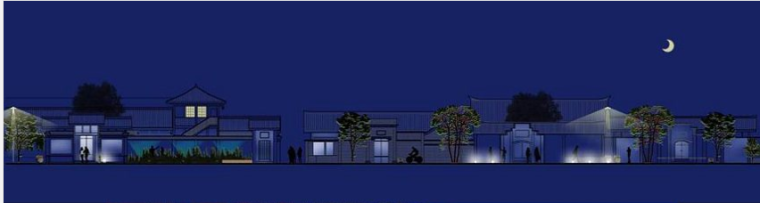 [四川]宽窄巷子历史文化保护区景观设计方案（人文，历史）C-1 夜景剖面图