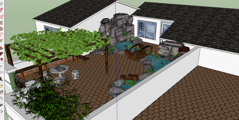 简约廊架设计模型资料下载-简约庭院景观设计模型下载