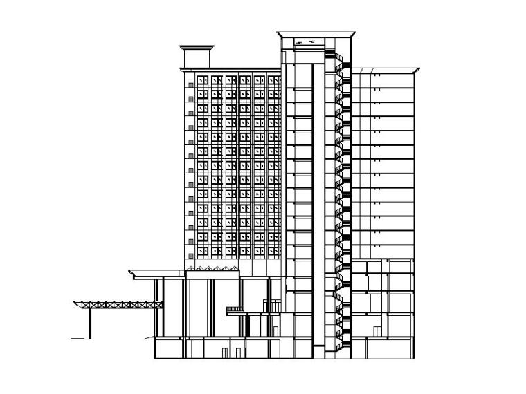 高层酒店建筑施工图-完整的高层酒店建施图-剖面图