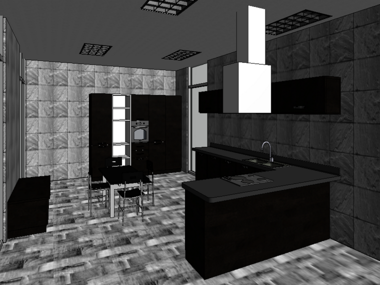 餐厅厨房设计CAD资料下载-BIM模型-revit模型-餐厅厨房模型