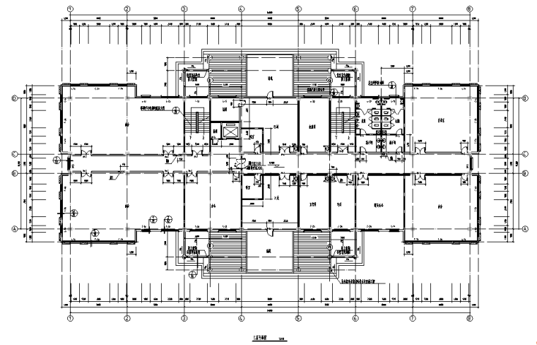 某欧式办公楼CAD施工图-三层平面布置图