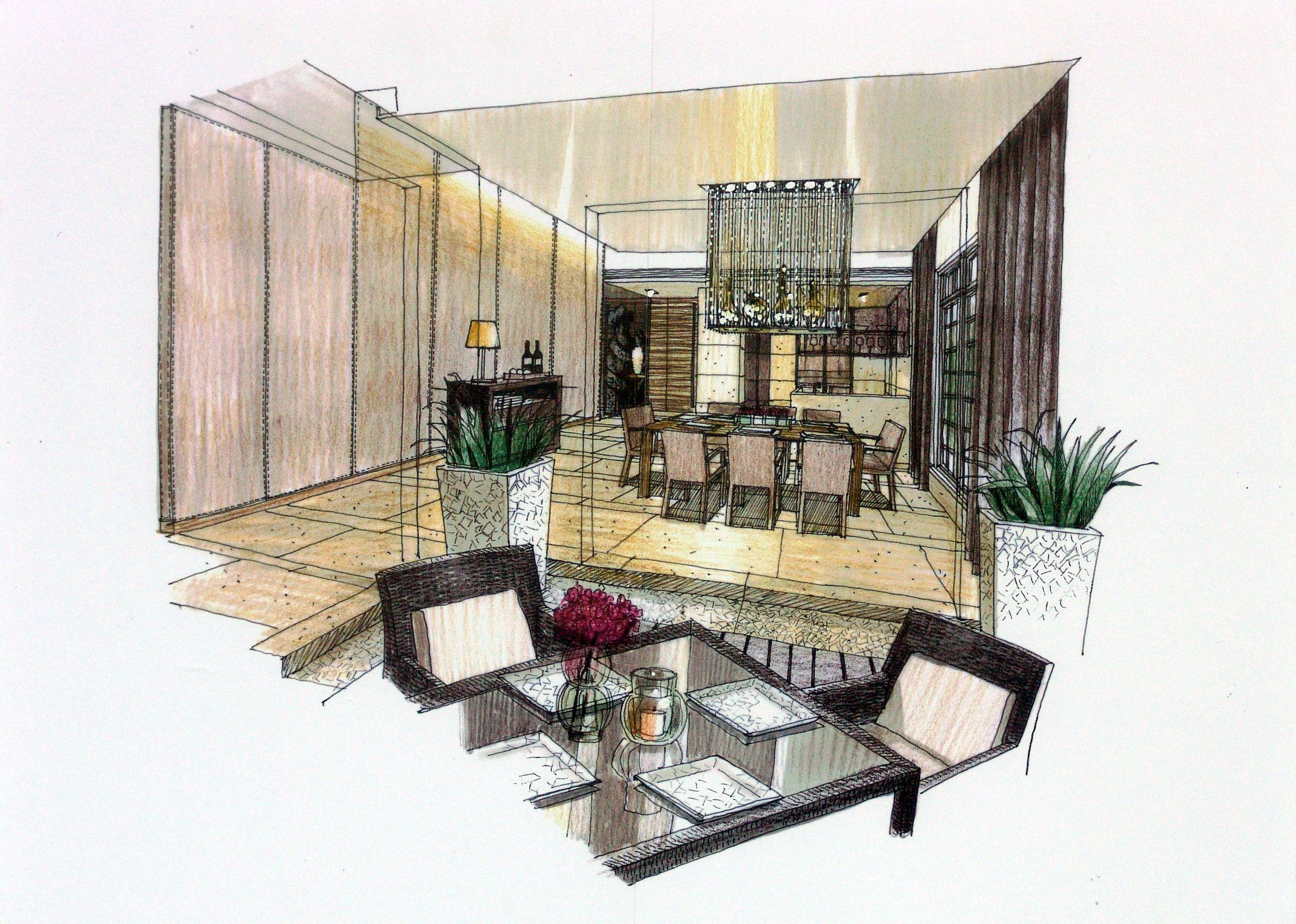 [深圳]现代简约风格华侨城样板间装修施工图(附手绘效果图)