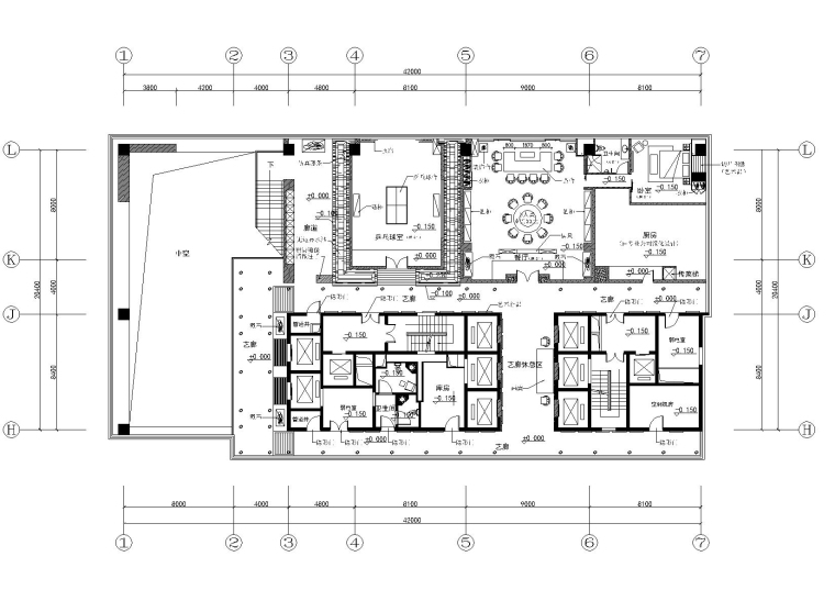 鄂尔多斯金融广场K座茶楼概念方案及施工图-二层平面布置图