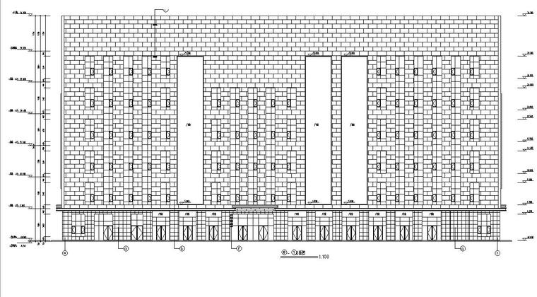 [宁夏]多层现代风格农贸市场建筑施工图（含效果图及全专业）-多层现代风格农贸市场建筑立面图