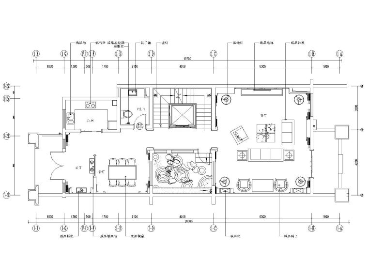 二层别墅中式装修设计资料下载-新中式风格别墅样板房装修施工图（附效果图）