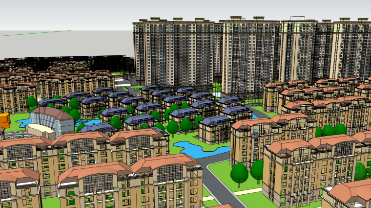 居住建筑设计作业资料下载-现代大型居住区建筑设计模型