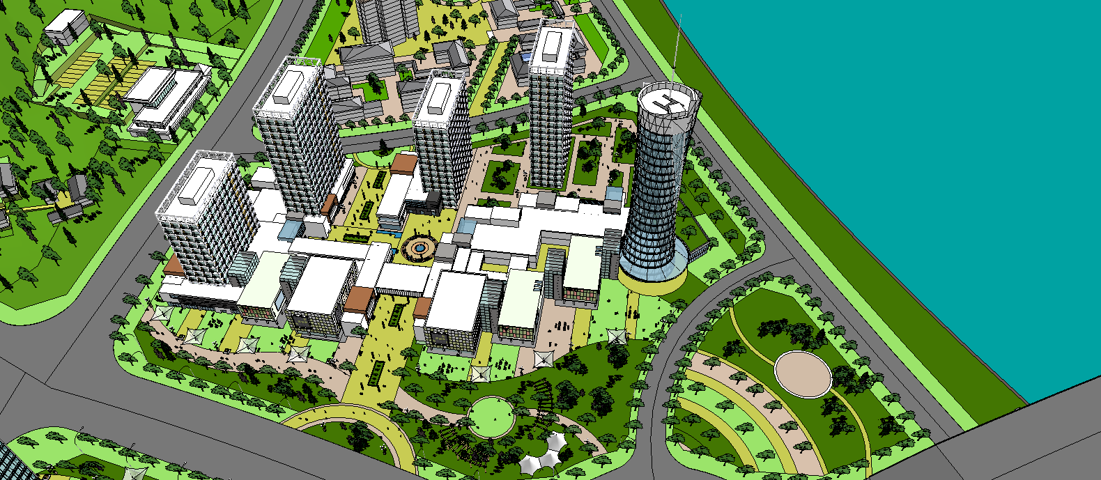 安康未来城市规划设计建筑su模型