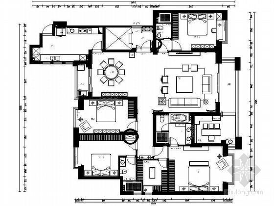 四室一厅施工图资料下载-2016首发四室两厅欧式复古室内装修施工图