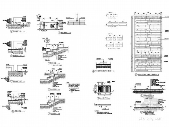 主入口详图cad资料下载-别墅区入口区节点施工详图