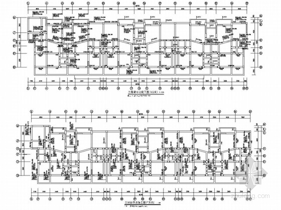 [四川]3300平五层底框抗震墙结构住宅楼结构施工图（含建筑图）-三层梁平法施工图(X、Y方向) 