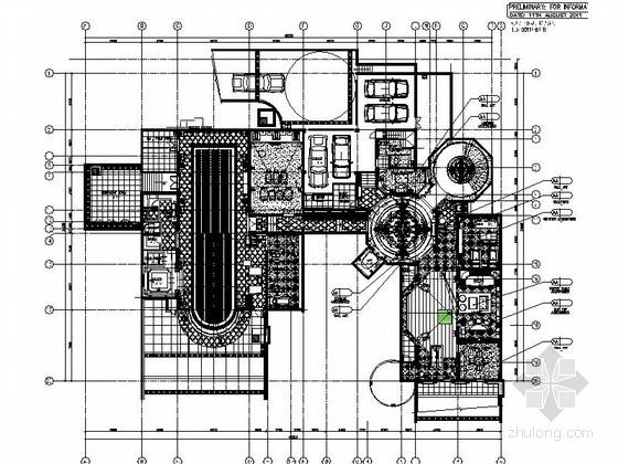 别墅弧形楼梯设计资料下载-[浙江]豪华欧式私家总裁别墅设计CAD施工图（含效果）