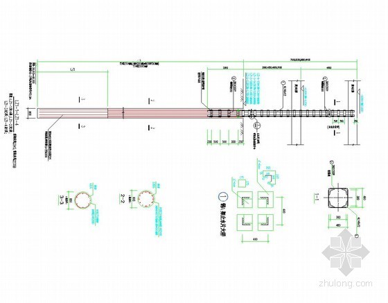 花瓶柱护栏大样资料下载-灌注桩内插型钢格构柱大样图