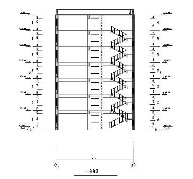 某办公楼毕业设计（计算书+部分建筑+结构图纸+4119平米）-剖面图