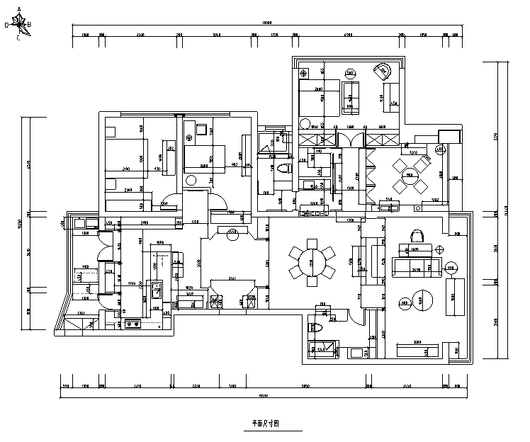 面朝大海春暖花开|景江城市花园住宅设计施工图（附效果图）-平面尺寸图