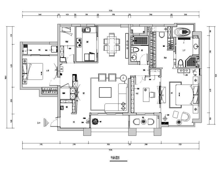 知名地产金御榕郡室内施工图设计（附实景图）-01 平面布置图