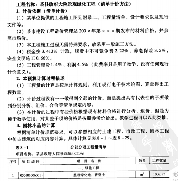 看图学园林工程预算，图文并茂！-清单计价方法