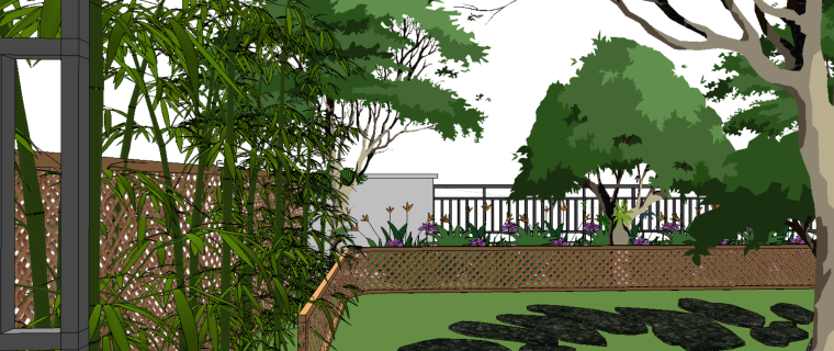 庭院景观设计SU资料下载-庭院模型景观设计