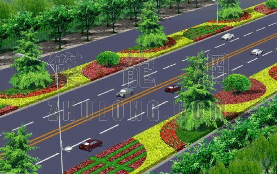 郑州市园林景观预算资料下载-郑州市某区道路景观方案成图