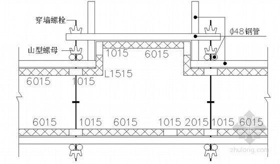园柱定型钢模板示意图资料下载-外墙附壁柱模板支设示意图