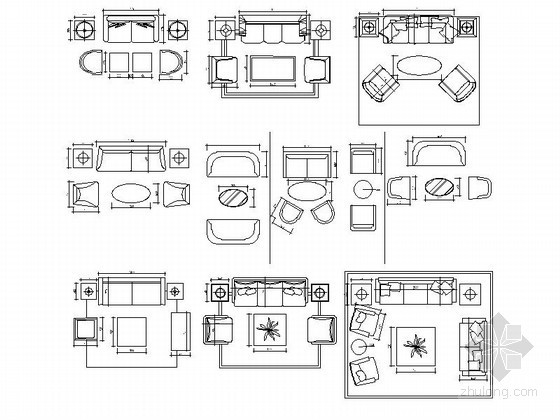沙发平面CAD资料下载-沙发组合CAD图块下载