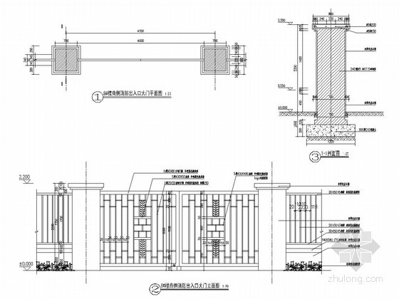 [武汉]高档住宅区一期高层区全套景观工程施工图-消防车道铁艺大门