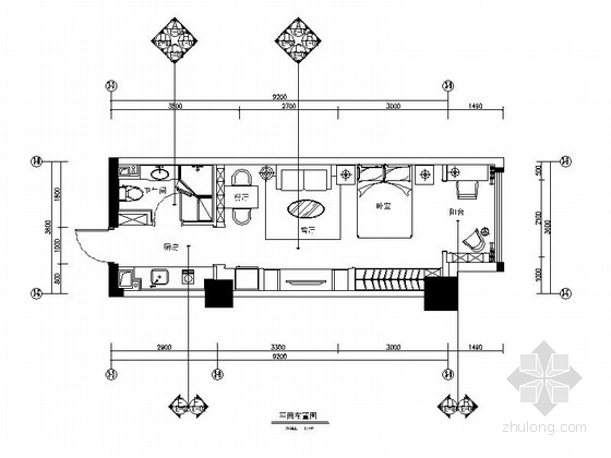 一居室欧式资料下载-[大连]欧式小资生活迷你公寓CAD施工图（含效果图）
