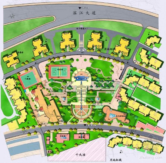 休闲农场规划设计图资料下载-攀枝花小区中心广场规划设计图