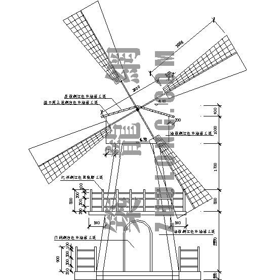 荷兰风车结构名称图图片