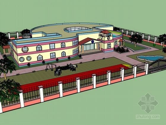 幼儿园建筑设计主题资料下载-幼儿园建筑设计sketchup模型下载