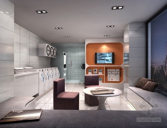 [上海]某酒店式高档公寓洗衣房施工图（含效果）-洗衣房效果图
