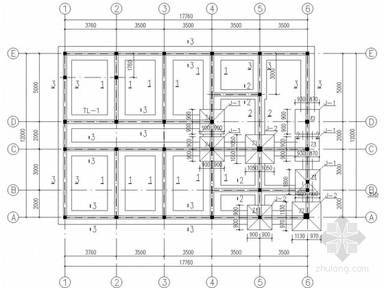 单层砌体结构平房结构施工图-轻隔墙基础 