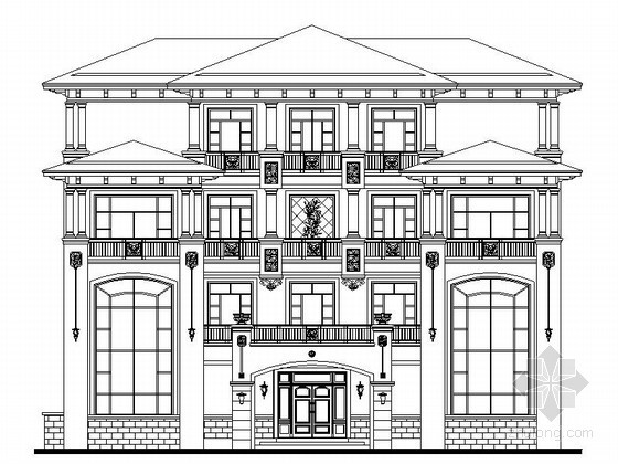 四层豪华别墅建筑施工图资料下载-某四层豪华庄园别墅建筑施工图（含效果图)