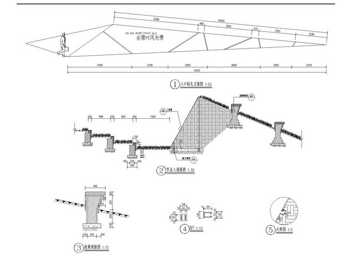 [长沙]滨河道路及入河口景观及节点全套施工图（独家首发）-入口标识