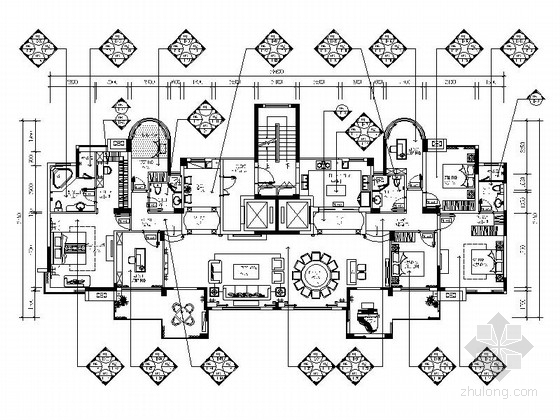 长沙欧式风格装修样板间资料下载-精品豪华欧式风格六居室样板间室内装修施工图（含效果）