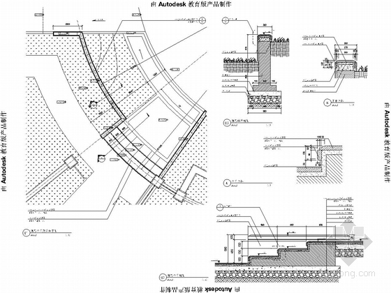 [扬州]古运河居住区地块样板区景观设计全套施工图(详细)-中心弧形台阶及花坛