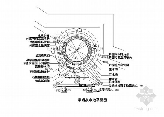 水池喷泉图纸资料下载-旱喷泉水池施工详图