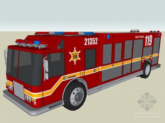 消防设备电源监控调试资料下载-消防设备车SketchUp模型下载