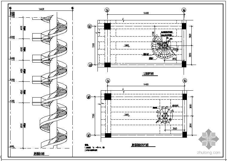 钢楼梯结构节点构造详图资料下载-某钢旋转楼梯结构节点构造详图