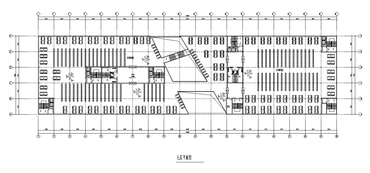 首都图书馆2至10层各层施工平面图-七层平面图