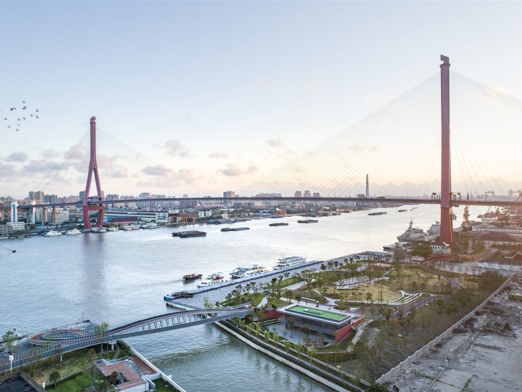 钢结构绿道资料下载-上海洋泾港步行桥景观