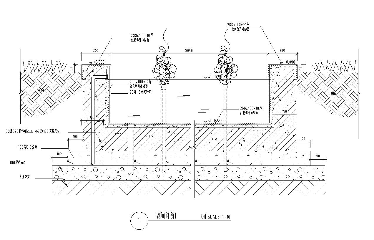 水景涌泉详图设计——知名景观公司景观