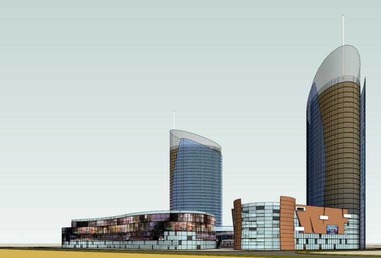 高层商业综合体模型资料下载-晒江中型商业综合体建筑模型设计