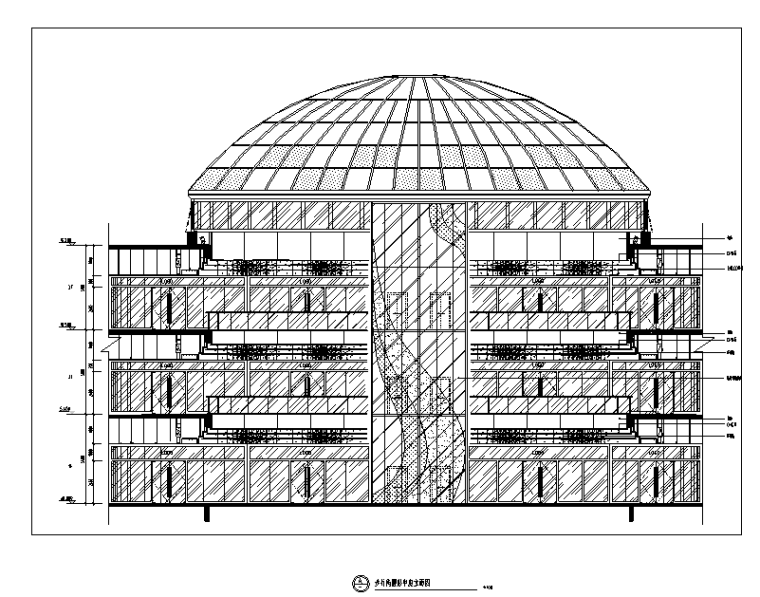 [广东]知名地产商业购物中心设计施工图（附方案文本）-步行街中庭立面图