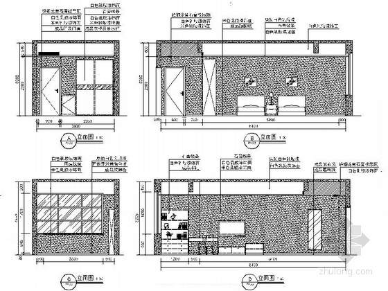 [山东]现代风格六层宿舍楼室内装修施工图-客房立面图