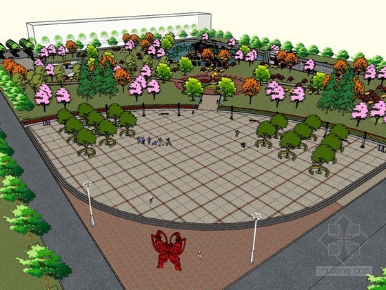 公园广场设计模型资料下载-健身公园设计SketchUp模型下载