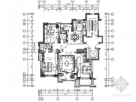 法式居室设计资料下载-[武汉]都市核心区法式三居室样板间装修图